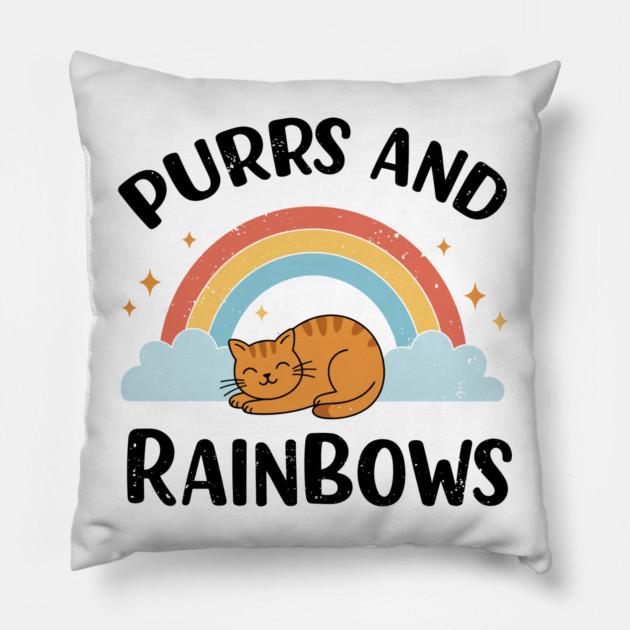 Purrs and Rainbows Pillow by enrynz