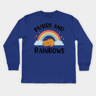Purrs and Rainbows Kids Long Sleeve T-Shirt