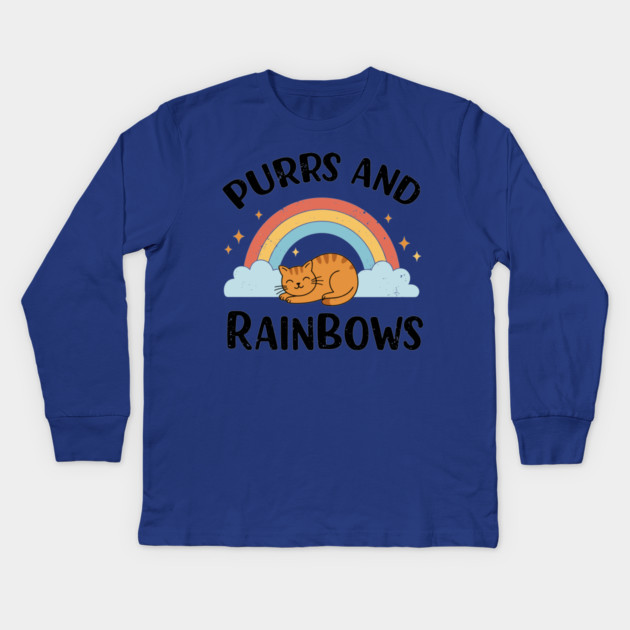 Purrs and Rainbows Kids Long Sleeve T-Shirt by enrynz