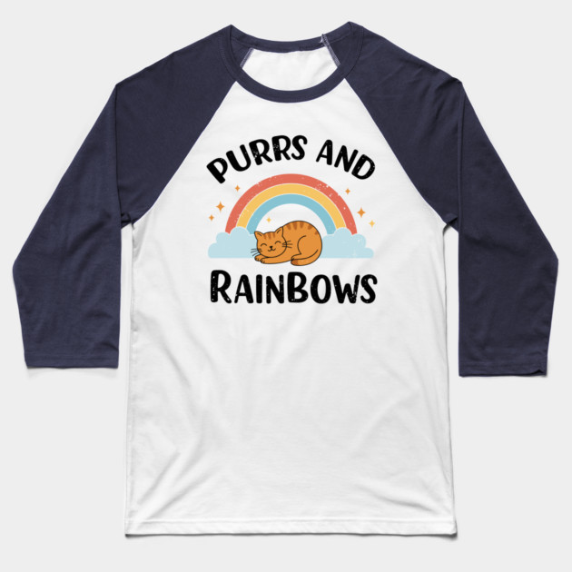 Purrs and Rainbows Baseball T-Shirt by enrynz