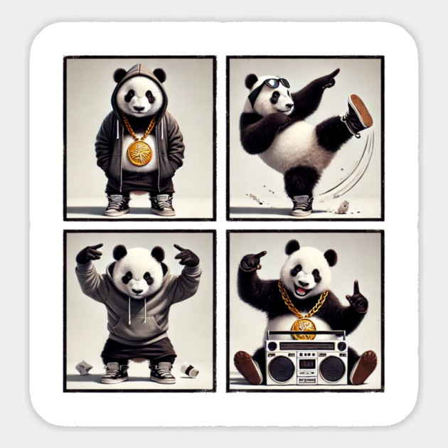 Hip-Hop Panda Photo Poses Photo Collage Magnet by UrbanLifeApparel