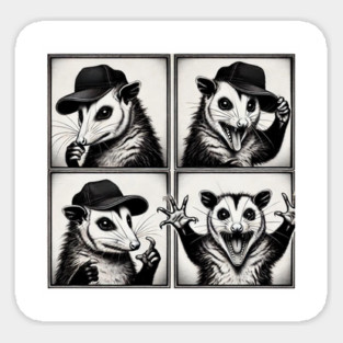 Adorable Feral Possum in trucker hat Funny Photobooth design Sticker