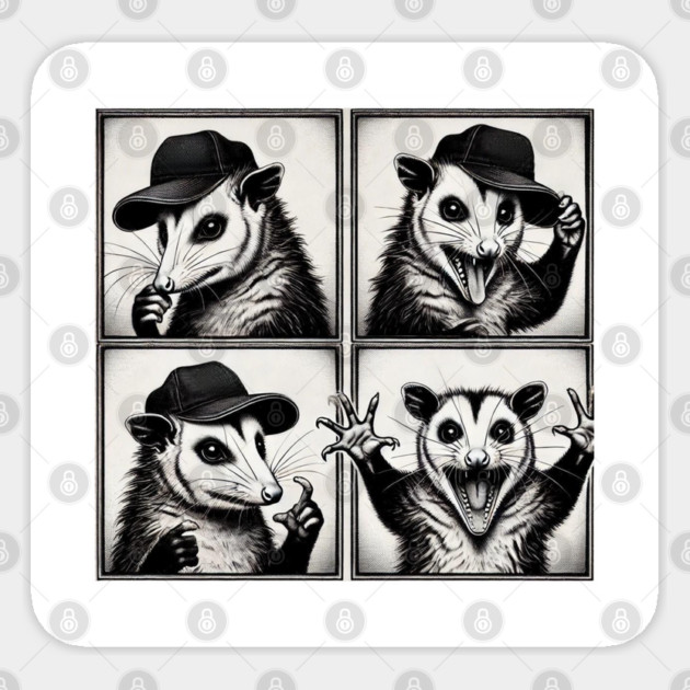 Adorable Feral Possum in trucker hat Funny Photobooth design Sticker by Luxinda