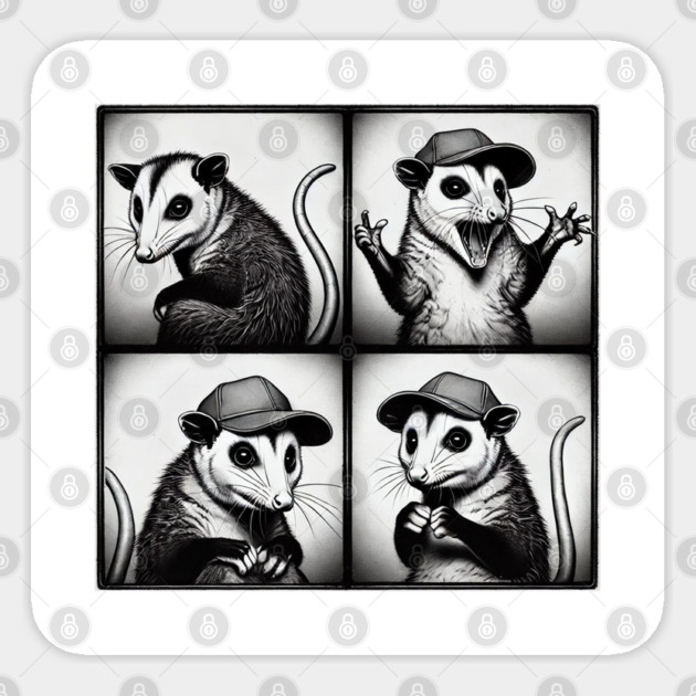 Adorable Feral Possum in dad hat Funny Photobooth design Sticker by Luxinda