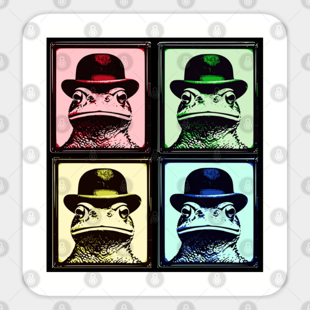 Toad Wearing Bowler Hat, in four colors Sticker by Luxinda