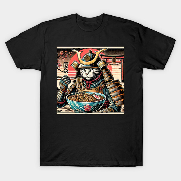 Samurai Cat T-Shirt by Demian Stipatio