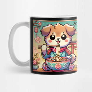 Cute Samurai Dog Eating Ramen Mug