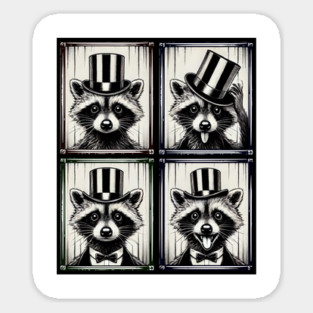 Adorable Dapper Racoon in Top Hat Funny Photobooth design Sticker