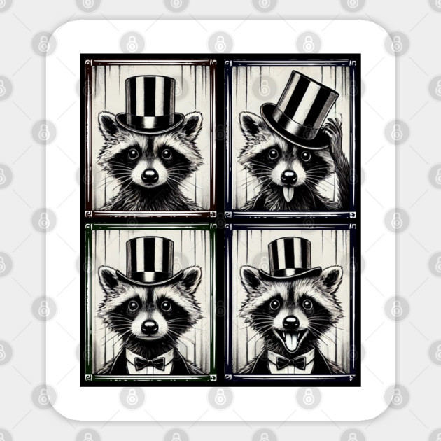 Adorable Dapper Racoon in Top Hat Funny Photobooth design Sticker by Luxinda