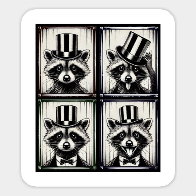 Adorable Dapper Racoon in Top Hat Funny Photobooth design Magnet by Luxinda