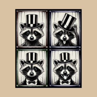 Adorable Dapper Racoon in Top Hat Funny Photobooth design T-Shirt