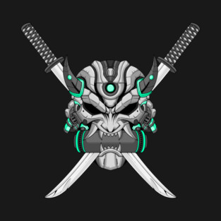 Futuristic Samurai Mask - Cyberpunk Katana Design T-Shirt