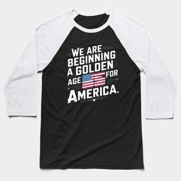 New Age of America, USA Flag Baseball T-Shirt by logiamerch