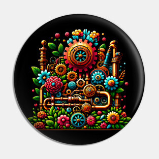 Steampunk Earth Day Garden Pin