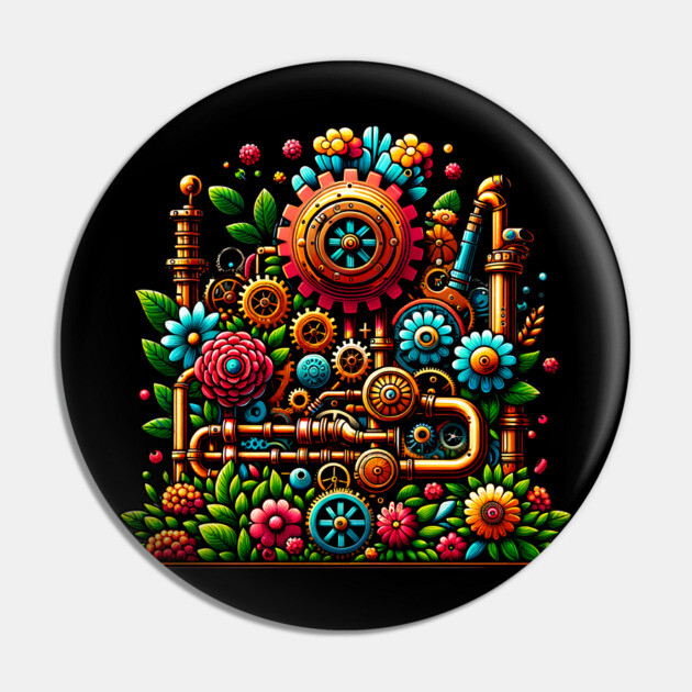 Steampunk Earth Day Garden Pin by HolidayBug