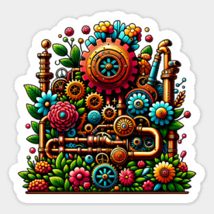 Steampunk Earth Day Garden Sticker
