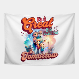 Vintage It's a Great Big Beautiful Tomorrow Carousel of the Future and Past Tapestry