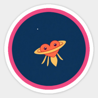 UFO Heart Love Sticker