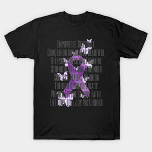 Purple Awareness Ribbon with Encouraging Words T-Shirt