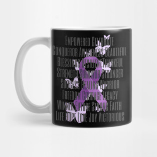 Purple Awareness Ribbon with Encouraging Words Mug
