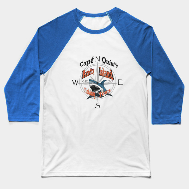 Amity Island Fishing Tours Baseball T-Shirt by TopTenGraphics