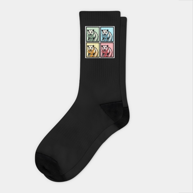 Possum Feral Hissing Opossum in funny Photobooth Pop Art Socks by Luxinda