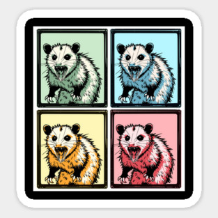 Possum Feral Hissing Opossum in funny Photobooth Pop Art Sticker