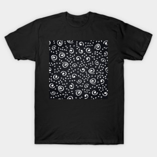 Mini White Spots Dots Ornaments on Black Graphite Background I Seamless Pattern I Trendy Home Decor T-Shirt