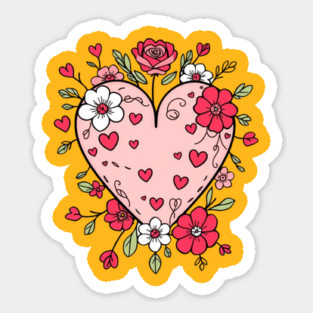 Floral Heart For Valentines Day Sticker