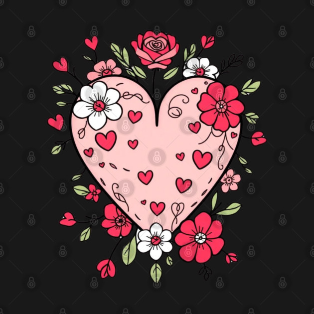 Floral Heart For Valentines Day by Creatifly Graphic Tees