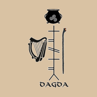 The Dagda Irish God in Ogham (black) T-Shirt