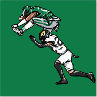 Saquon Barkley Backward Hurdle Eagles Cartoon Posters and Art