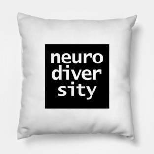 Neurodiversity Typography Black and White Pillow