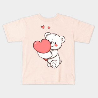 Smiling Heart Hugging A Teddy Bear Kids T-Shirt