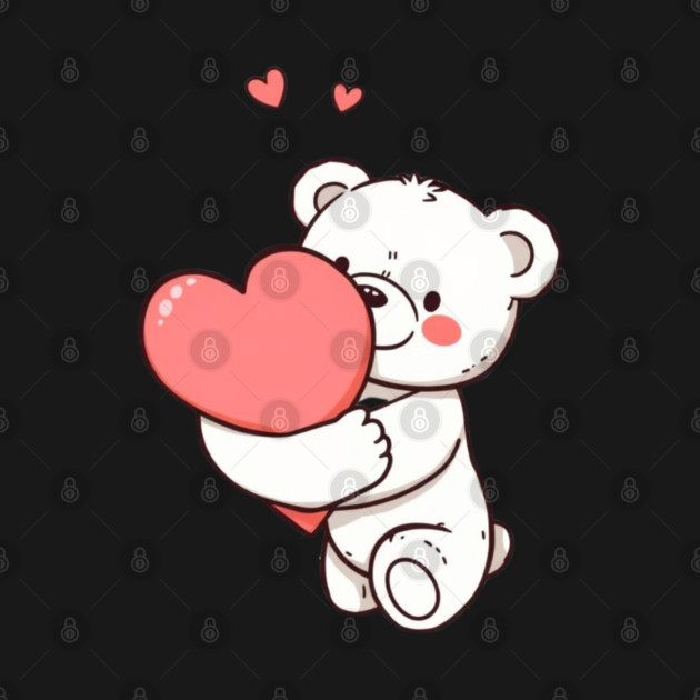 Smiling Heart Hugging A Teddy Bear by Creatifly Graphic Tees