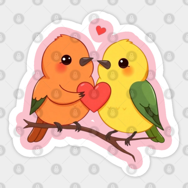 Lovely Birds Sticker by Creatifly Graphic Tees