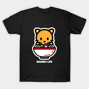 Cat Orange Ramen Life Noodles Bambu Brand Food Cute Kitten Animal T-Shirt