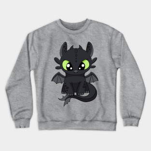 Baby Toothless fanart, How to train your dragon, night light fury Crewneck Sweatshirt