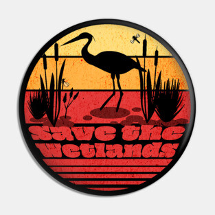 World Wetlands Day Retro Sunset Pin
