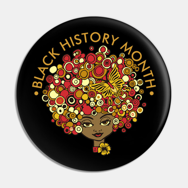 Black History Month, beautiful woman retro Pin by HolidayBug