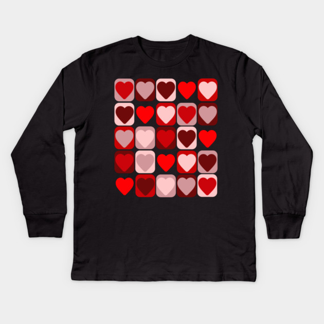 Valentine Patchwork Kids Long Sleeve T-Shirt by HolidayBug