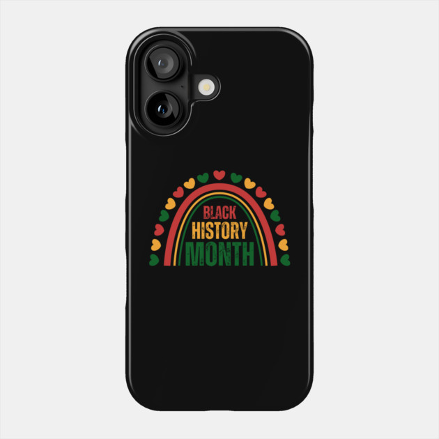 Black History Month Cute Heart Shape And Rainbow Juneteen Freedom Day 1865 Phone Case by Creatifly Graphic Tees