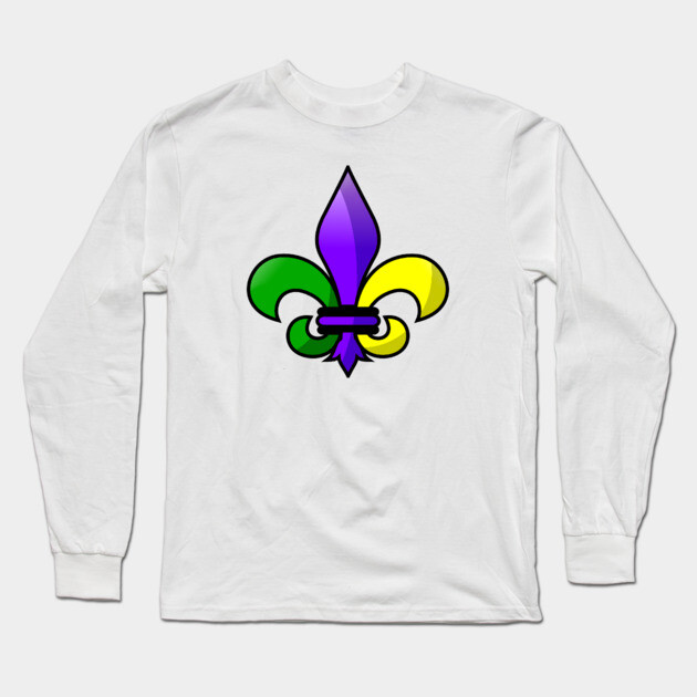 Fleur-de-lis Purple Green Gold Long Sleeve T-Shirt by HolidayBug
