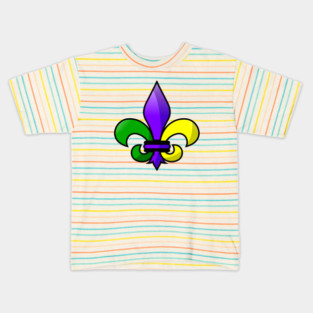 Fleur-de-lis Purple Green Gold Kids T-Shirt