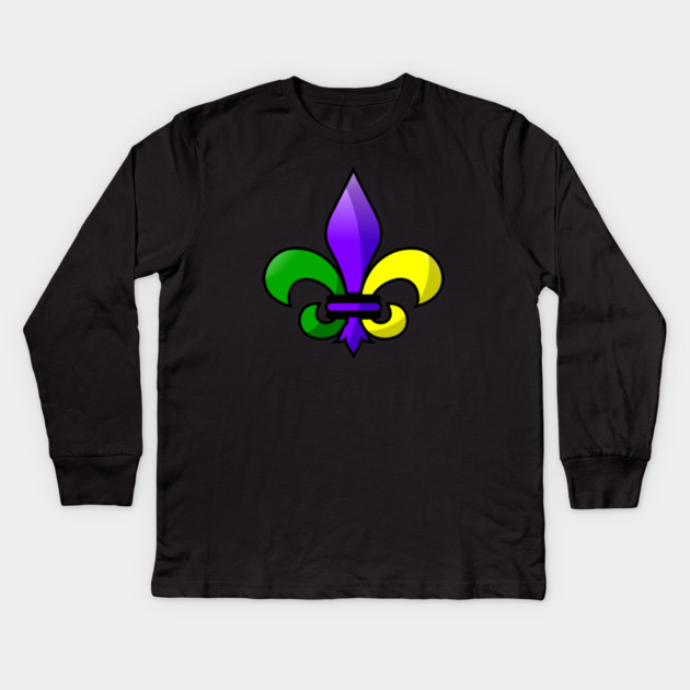 Fleur-de-lis Purple Green Gold Kids Long Sleeve T-Shirt by HolidayBug