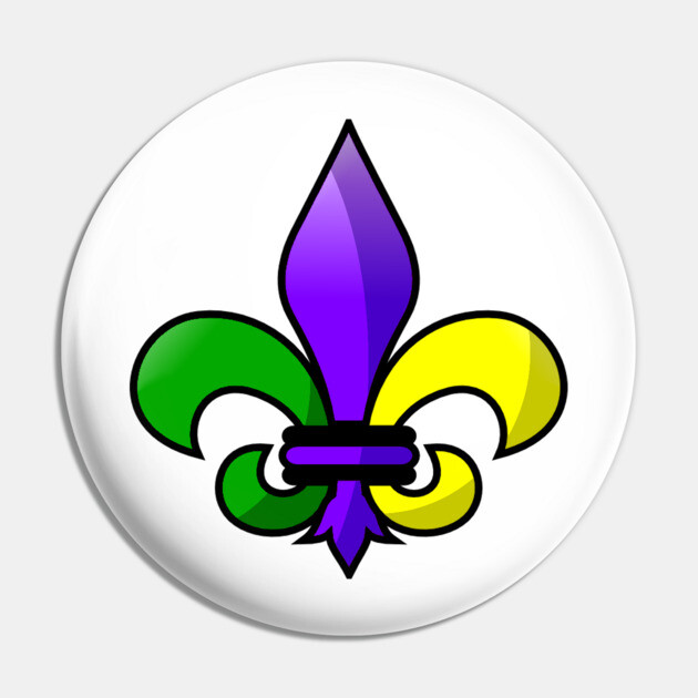 Fleur-de-lis Purple Green Gold Pin by HolidayBug