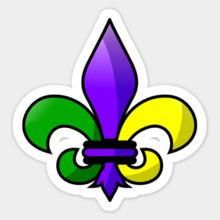 Fleur-de-lis Purple Green Gold Sticker