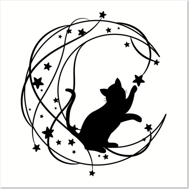 Lunar Cat Wall Art by Premachandra's Store
