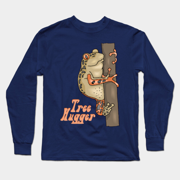 Retro Tree Hugger Tree Frog Long Sleeve T-Shirt by HolidayBug