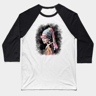 Cyber-Girl with a Pearl Earring Baseball T-Shirt